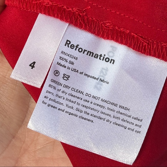 Reformation Alexea Red Silk Midi Dress Size 4 - Picture 5 of 5